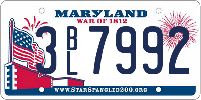 MD license plate 3BL7992