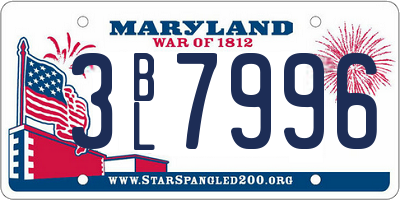 MD license plate 3BL7996