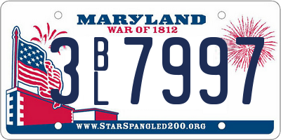 MD license plate 3BL7997