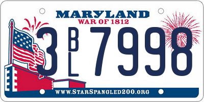 MD license plate 3BL7998