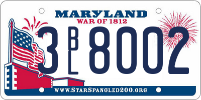 MD license plate 3BL8002