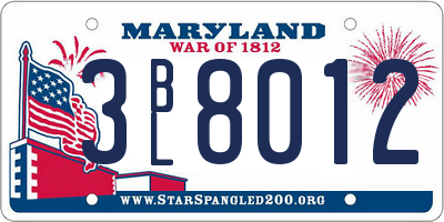 MD license plate 3BL8012