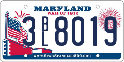 MD license plate 3BL8019