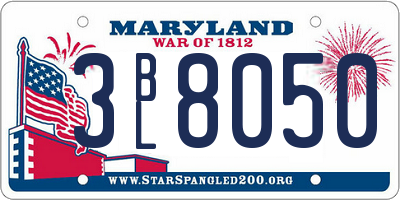 MD license plate 3BL8050