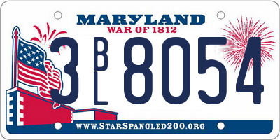 MD license plate 3BL8054
