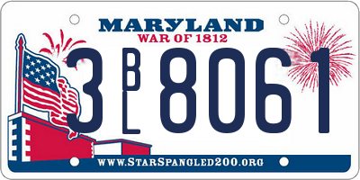 MD license plate 3BL8061