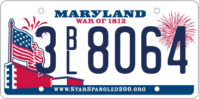 MD license plate 3BL8064