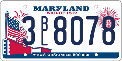 MD license plate 3BL8078