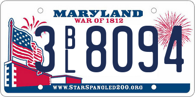 MD license plate 3BL8094