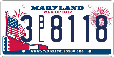 MD license plate 3BL8118
