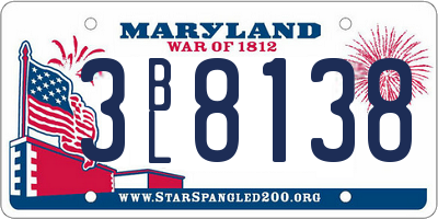 MD license plate 3BL8138