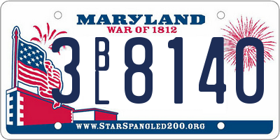 MD license plate 3BL8140