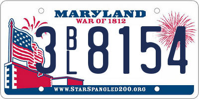 MD license plate 3BL8154