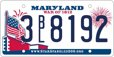 MD license plate 3BL8192