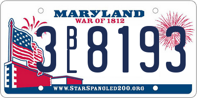 MD license plate 3BL8193