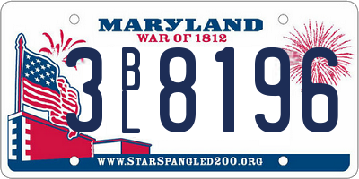 MD license plate 3BL8196