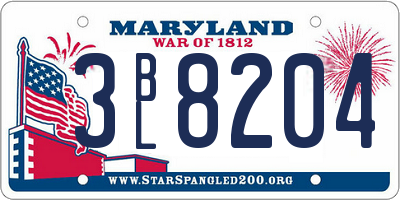 MD license plate 3BL8204