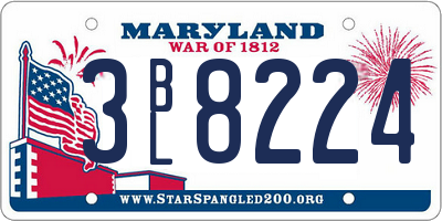 MD license plate 3BL8224