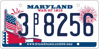 MD license plate 3BL8256