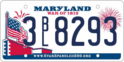MD license plate 3BL8293
