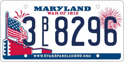 MD license plate 3BL8296
