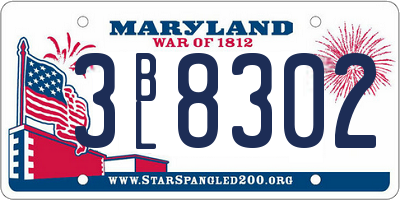 MD license plate 3BL8302