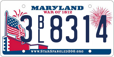 MD license plate 3BL8314