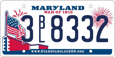 MD license plate 3BL8332