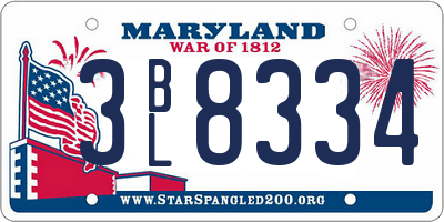 MD license plate 3BL8334