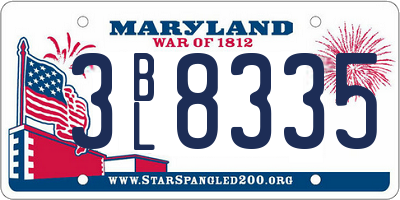 MD license plate 3BL8335