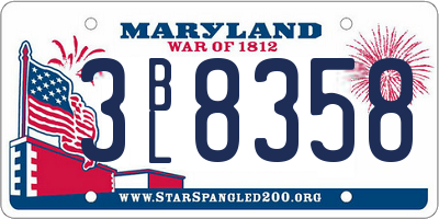 MD license plate 3BL8358
