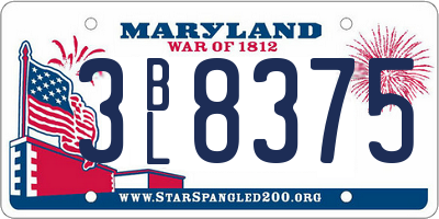 MD license plate 3BL8375
