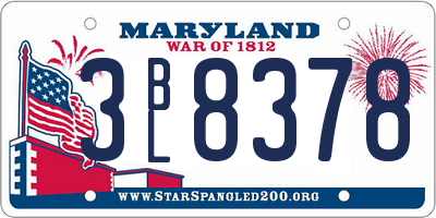 MD license plate 3BL8378