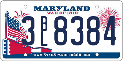 MD license plate 3BL8384