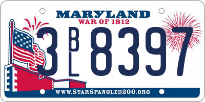 MD license plate 3BL8397