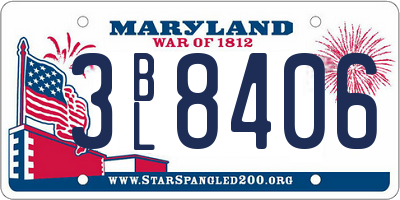 MD license plate 3BL8406