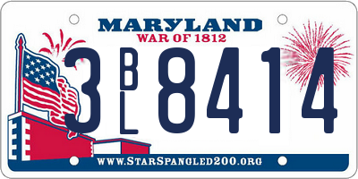 MD license plate 3BL8414