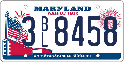 MD license plate 3BL8458