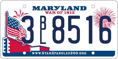MD license plate 3BL8516