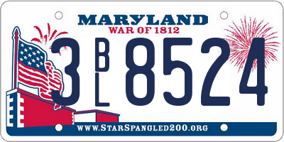 MD license plate 3BL8524