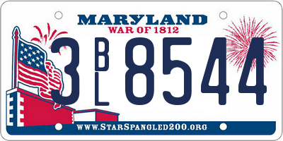 MD license plate 3BL8544