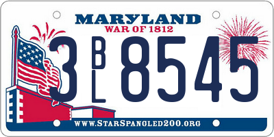 MD license plate 3BL8545