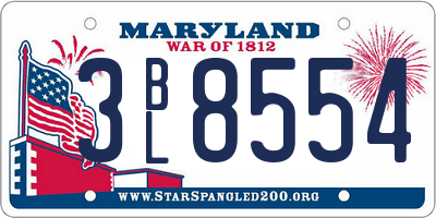 MD license plate 3BL8554