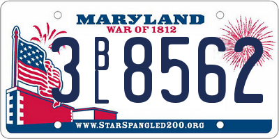 MD license plate 3BL8562