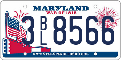 MD license plate 3BL8566