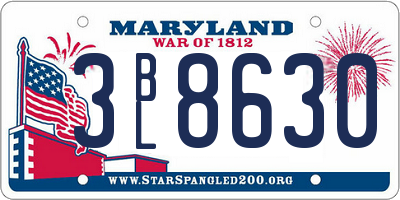 MD license plate 3BL8630