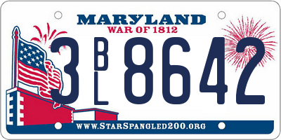 MD license plate 3BL8642