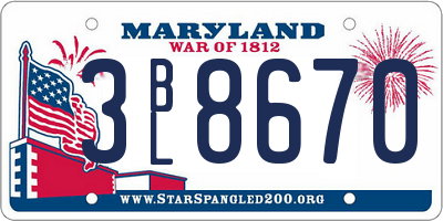 MD license plate 3BL8670