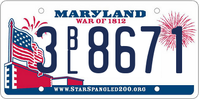 MD license plate 3BL8671
