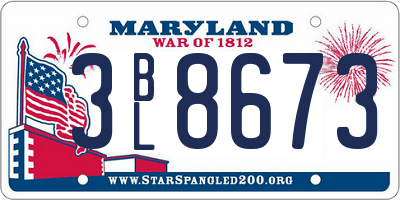 MD license plate 3BL8673